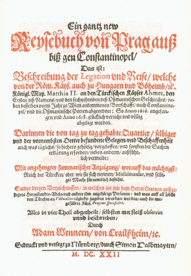 Titelseite des „Reysebuchs“ von Adam Wenner, 1622